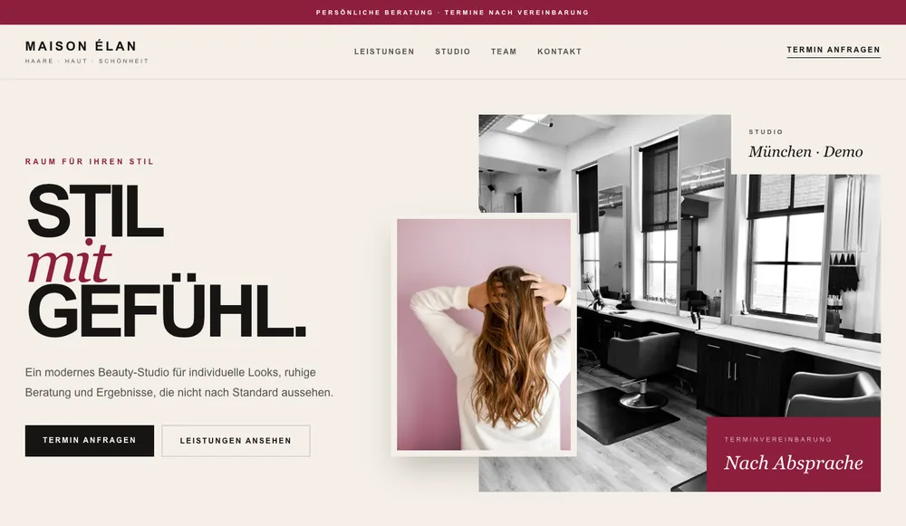 Vorschau der Beauty Salon Demo