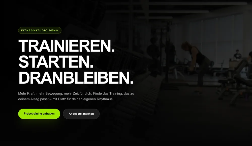 Vorschau der Fitnessstudio Demo